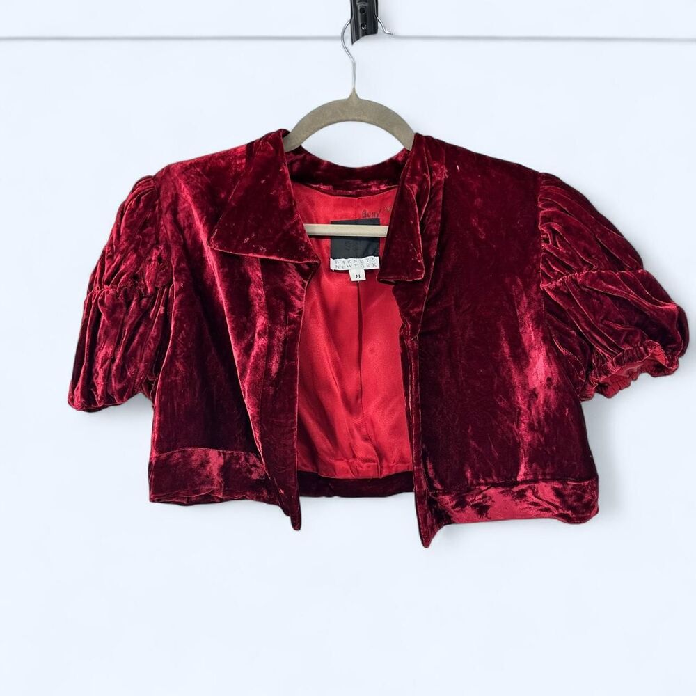 Anna Sui Barneys New York Velvet Cropped Puff Sleeve Bolero Jacket c. 1990’s